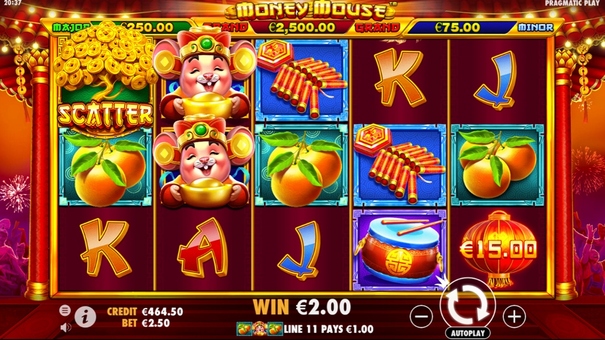 Money Mouse là trò chơi được phát triển và chính thức hoạt động bởi Pragmatic Play với tỷ lệ hoàn trả cực kỳ cao. Cụ thể trò chơi này bao gồm có 5 cột, 3 dòng và 25 hàng. Chúng được thanh toán khi có các biểu tượng trùng với tổ hợp chiến thắng mà game quy định ra. Trò chơi này được lấy cảm hứng từ ngày lễ tết âm lịch của Việt Nam. Với màu sắc được kết hợp tràn đầy và ấm áp. Hãy đến PQ88 trò chơi trực tuyến để biết thêm thông tin nhé .